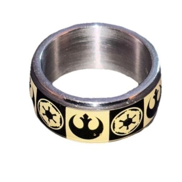Star Wars Stainless Steel Empire Rebel Alliance Symbol Ring Sz 8 Kidcore - Picture 2 of 6